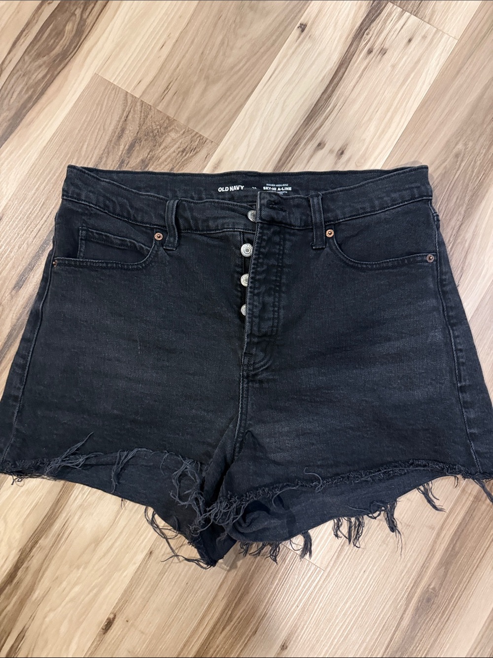 Old Navy Black SKY HIGH A-line Button-Fly Denim Cutoff Shorts